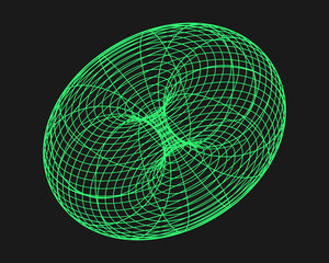 Poster - Cyber geometry y2k element. Cyberpunk shape. Isolated style on black background. Vector trendy illustration.