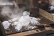 Using ice on a hot griddle is useful for cleaning  grease, and stuck-on residue