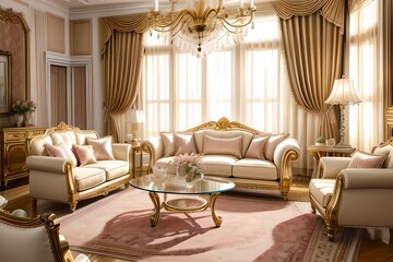 1. Palace concept luxury living room and sofa interior. 