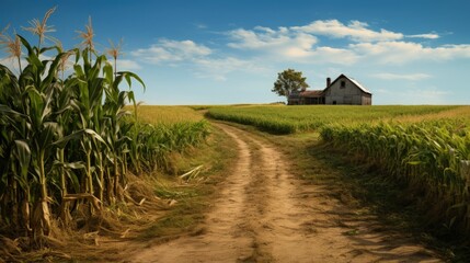 Aufkleber - Crops in a field near a house