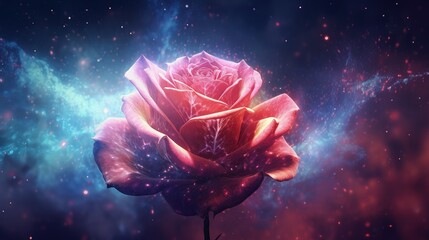 Poster - Galactic depiction of a flower consumed in the cosmos