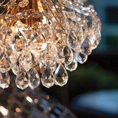 The intricate details of the crystal chandelier