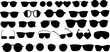 glasses, sunglasses, eyeglasses, spectacles, vector illustrations. different types of sunglasses, including aviator sunglasses, wayfarer sunglasses, cat-eye sunglasses, round sunglasses, and more