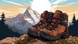 Hiking boots in front of mountain  