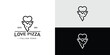 Love pizza logo design, pizzeria design vector illustration.