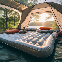 Inflatable Bed In A Tent.