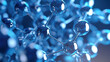 Abstract of Hyaluronic acid molecules. Hydrated chemicals, molecular structure and blue spherical molecule.