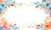Ornament Floral Background Frame, Watercolor Illustration, Pastel Colors
