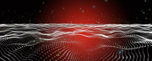 Poster - Futuristic particle wave panorama background design illustration