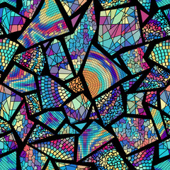 Poster - Vector seamless mosaic art pattern. Art background. Mandala image
