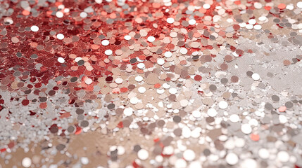 Poster - Abstract shiny background with red glitter. Scattered confetti sparkles with red color.