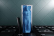 A corpse covered with a blue cloth on a table in a morgue against the backdrop of funeral refrigerators. Concept of death, funeral, autopsy, funeral services. 3D illustration, 3D render, copy space.