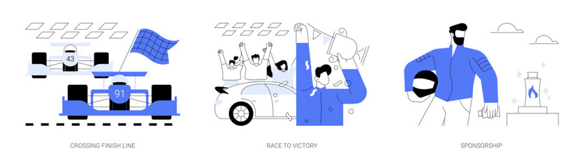 Auto racing abstract concept vector illustrations.