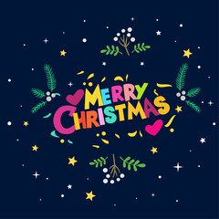  Merry Christmas lettering creative vector art