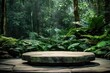 tone platform in tropical forest for product presentatio 