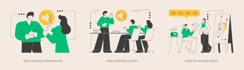 Poster - Disability communication abstract concept vector illustrations.
