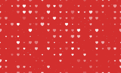 Poster - seamless background pattern of evenly spaced white hearts of different sizes and opacity. vector ill