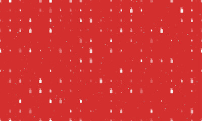 Poster - Seamless background pattern of evenly spaced white liquid soap symbols of different sizes and opacity. Vector illustration on red background with stars