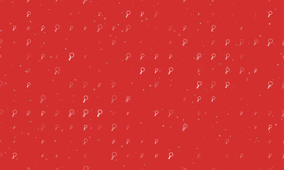 Poster - Seamless background pattern of evenly spaced white magnifier symbols of different sizes and opacity. Vector illustration on red background with stars