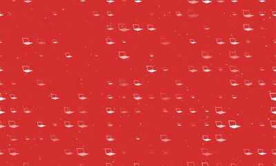 Poster - Seamless background pattern of evenly spaced white notebook symbols of different sizes and opacity. Vector illustration on red background with stars