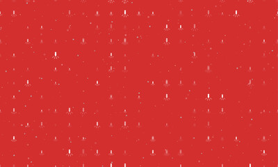 Poster - Seamless background pattern of evenly spaced white garland light bulb symbols of different sizes and opacity. Vector illustration on red background with stars
