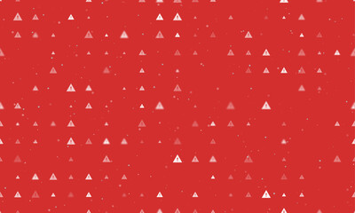 Poster - seamless background pattern of evenly spaced white warning symbols of different sizes and opacity. v