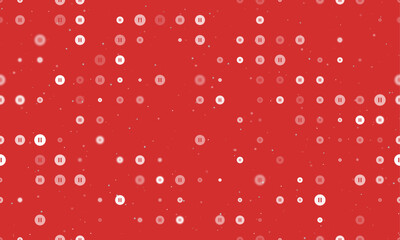 Poster - seamless background pattern of evenly spaced white pause symbols of different sizes and opacity. vec