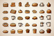 Collection of different types of bread, icon illustration