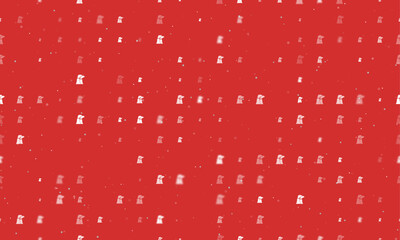 Poster - Seamless background pattern of evenly spaced white industrial pollution symbols of different sizes and opacity. Vector illustration on red background with stars