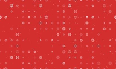 Poster - Seamless background pattern of evenly spaced white web symbols of different sizes and opacity. Vector illustration on red background with stars