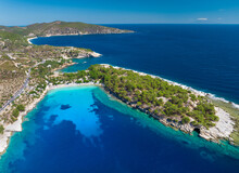 Aerial View, Alyki Beach, Thassos Island, Greek Islands, Greece
