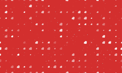 Poster - Seamless background pattern of evenly spaced white boxing gloves symbols of different sizes and opacity. Vector illustration on red background with stars