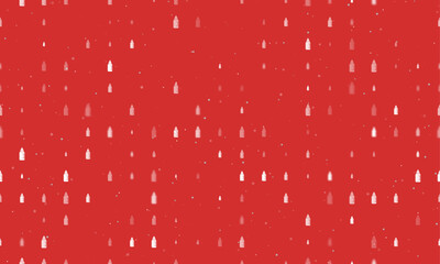 Poster - Seamless background pattern of evenly spaced white feeding bottle symbols of different sizes and opacity. Vector illustration on red background with stars