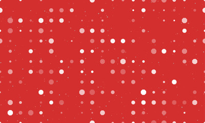 Poster - Seamless background pattern of evenly spaced white octagon symbols of different sizes and opacity. Vector illustration on red background with stars