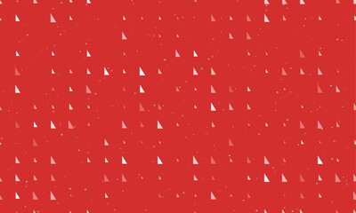 Poster - Seamless background pattern of evenly spaced white right triangle symbols of different sizes and opacity. Vector illustration on red background with stars