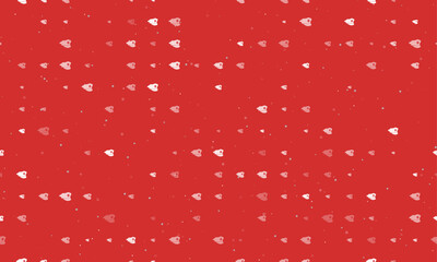 Poster - Seamless background pattern of evenly spaced white police cap symbols of different sizes and opacity. Vector illustration on red background with stars