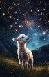 Tiny Lamb looks up at the stars