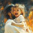 Jesus hugs a child in heaven