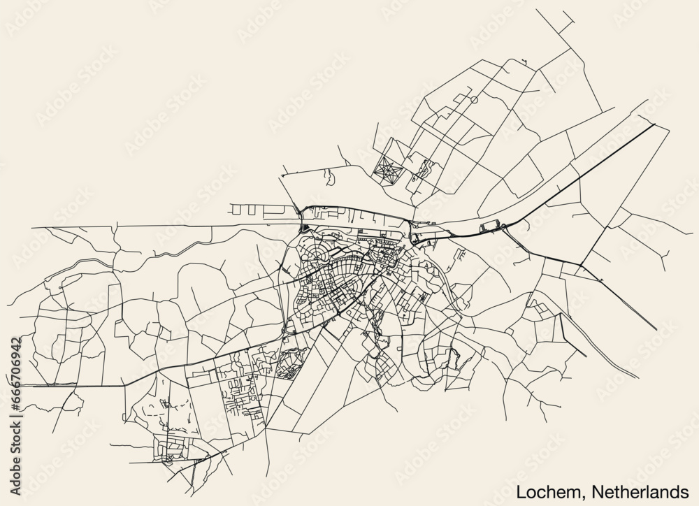 Detailed hand-drawn navigational urban street roads map of the Dutch ...