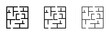 Labyrinth maze vector thin line icon set. complex problem solve vector symbol for web ui designs