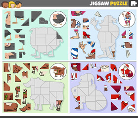 Canvas Print - jigsaw puzzle games set with cartoon characters