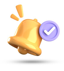 Fototapete - 3d rendering of bell notification, 3D pastel icon set.