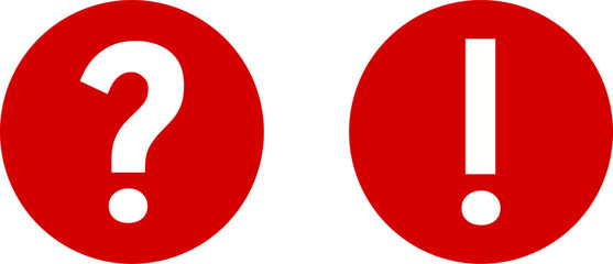 Poster - black and white warning and info flat round icon set with exclamation mark and question mark symbol.