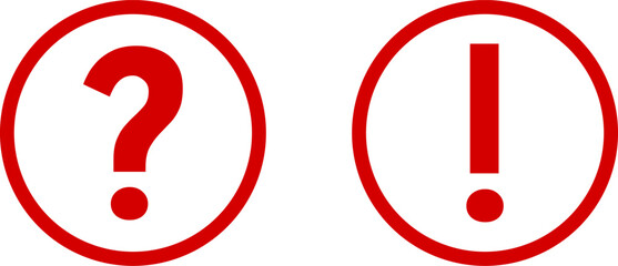 Poster - black and white warning and info flat round icon set with exclamation mark and question mark symbol.