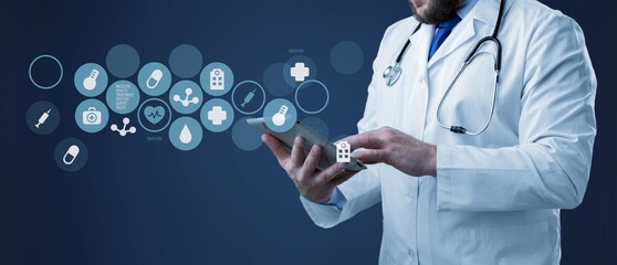 Wall Mural - Medical technology concept, doctor with device