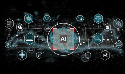 Leinwandbilder - Hi-tech digital technology futuristic circuit digital. Abstract futuristic design. artificial intelligence. Modern futuristic design. Global network connection technology. 