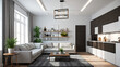 © joernue - Moderne Wohnzimmer-Innenarchitektur: Ein helles, stilvolles Raumkonzept, Gestaltungsideen für die Inneneinrichtung zu Hause, moderne Möbel und Einrichtung, Dekoartikel