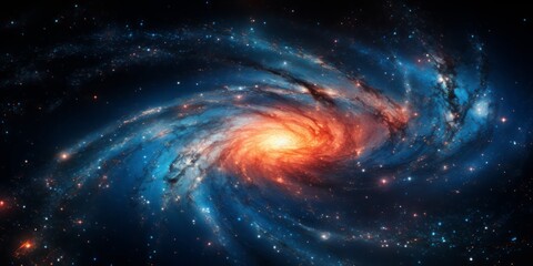 Wall Mural - A Spiral Galaxy Illuminated by Blue Lights