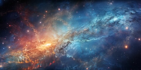 Wall Mural - A Spiral Galaxy Illuminated by Blue Lights