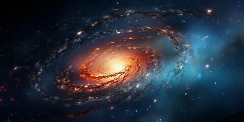 Wall Mural - A Spiral Galaxy Illuminated by Blue Lights